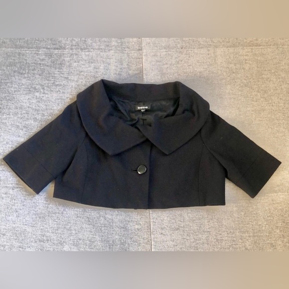 Vintage yet New BEBE black crop bolero short jacket L Large 90s Y2K 2000s - Picture 1 of 3
